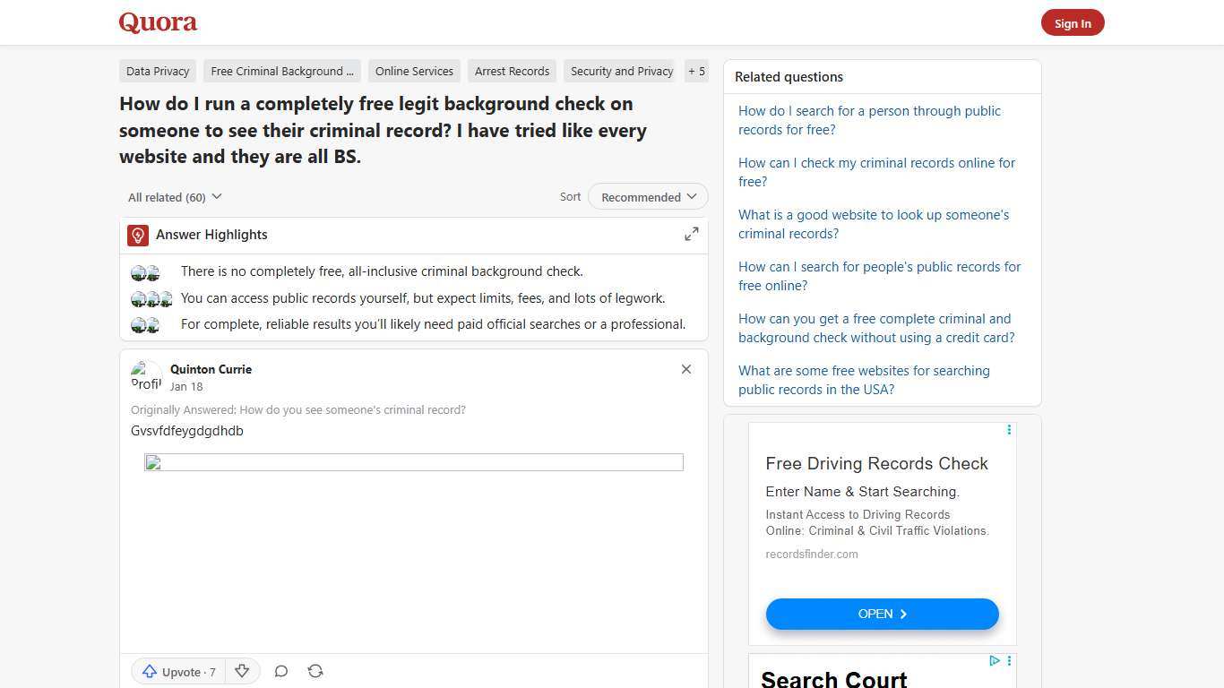 How to run a completely free legit background check on someone to see their criminal record - Quora